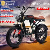 Smart and Powerful AKEZ 1500W 26AH 48V Lithium Full Suspension Folding Mountain Electric Bike Fat Tire Electric Bike Bike