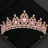 Pink Crystal Tiaras And Crowns Rhinestone Prom Diadem Crown For Women Bridal Wedding Hair Accessories Jewelry Crown Tiara Gift