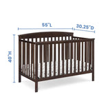 Children Hanover 6-in-1 Convertible Baby Crib, Walnut Espresso/Bianca White/Gray