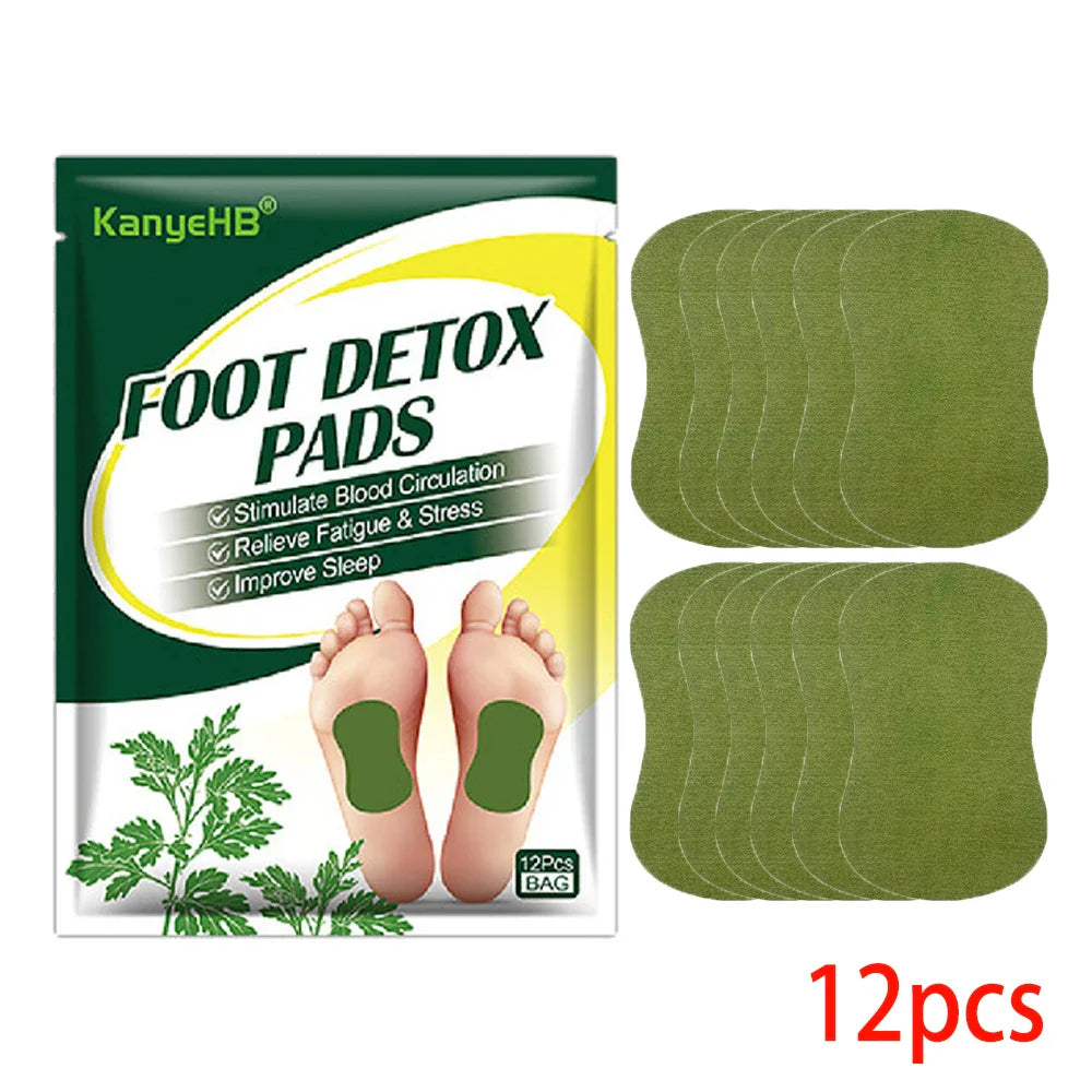 60/12PCS Detox Foot Patches Pads Natural Herbal Wormwood Artemisia Argyi Feet Body Toxins Cleansing Relieve Stress Help Sleeping