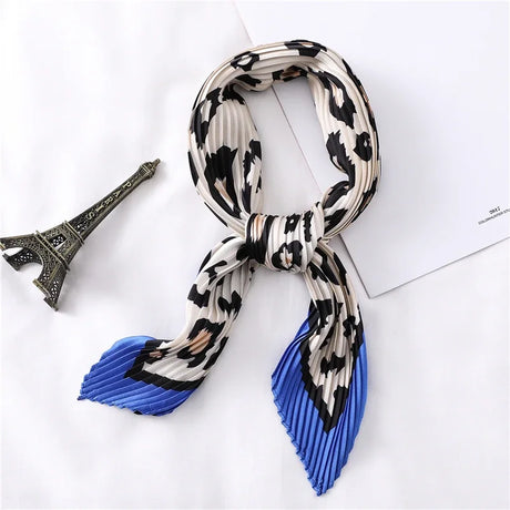 2023 Brand Crinkle Scarf Women Silk Satin Square Neck Tie Hand  Wirst Female Headscarves Bandana Shawl  Leopard Hair Foulard