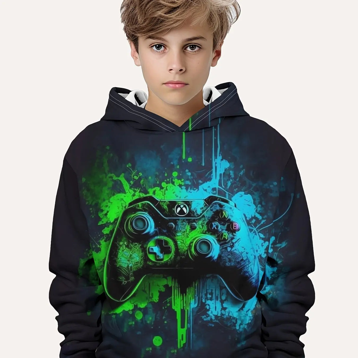 Fashion Color Block Gamepad 3d Print Cute&cozy Hoodie For Kids Boy Keep Him Warm And Stylish Child Hooded Pullover Tops Clothing