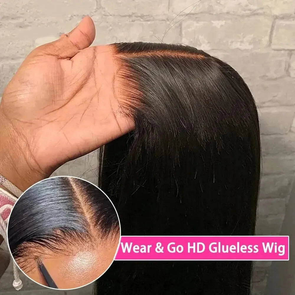 Wear Go Glueless Human Hair Wig Bob Short Straight 4x4 Lace Closure Bob Wig Pre Cut HD Transparent Human Wigs Ready to Go