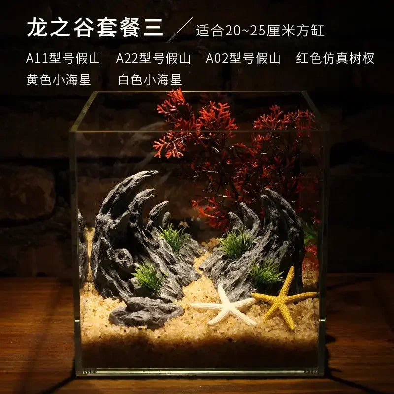 Canyon Scenery Fish Tank Simulation Seiryu Stone Landcape Rockery Decoration Claw Small Ornaments Aquarium Valley Resin