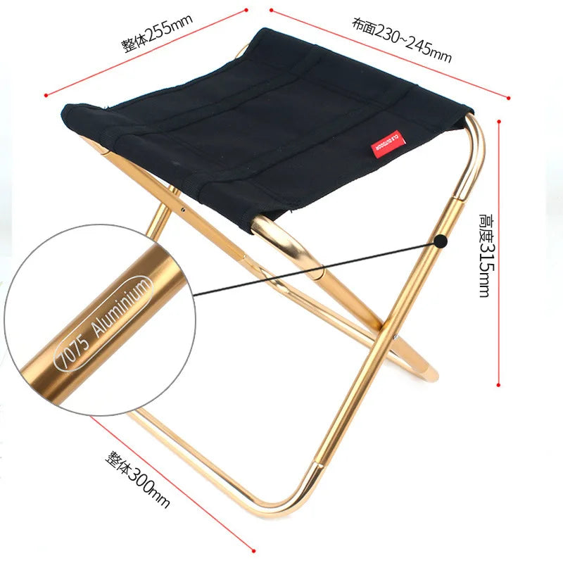 Folding Stool Large 7075 Aluminum Alloy Outdoor Portable Barbecue Fishing Folding Chair Camping Climbing Stool Portable Chair