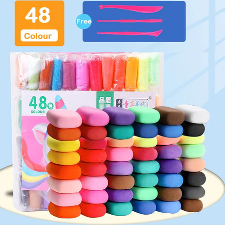 48 Colors Air Dry Clay Ultra Light Magic Modeling Clay with Tools Plasticine Diy Play Dough Sets Toys for Kids Birthday Gift