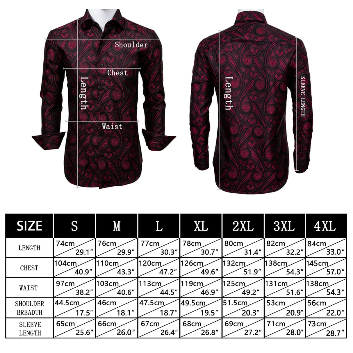 Luxury Silk Shirts for Men Green Paisley Long Sleeved Embroidered Tops Formal Casual Regular Slim Fit Blouses Anti Wrinkle 615