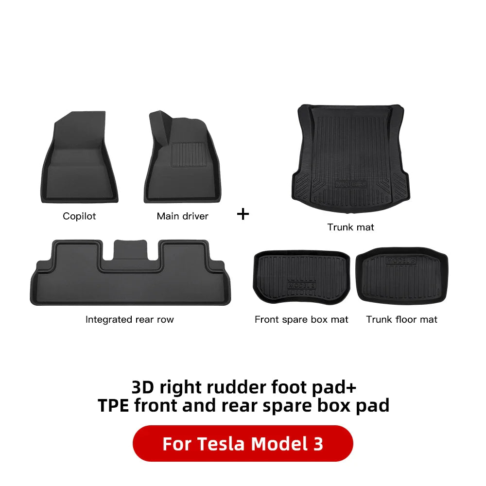 YZ Past Tesla Model 3 Y Highland Floor Mat Bagage Mat 2017 to 2024 Vier Seizoenen waterdichte 3D Vloer  Liner