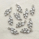 New Arrival! 17x7mm 50pcs Cubic Zirconia Feather Charm For Handmade Necklace Accessories Earring Parts DIY Jewelry Findings