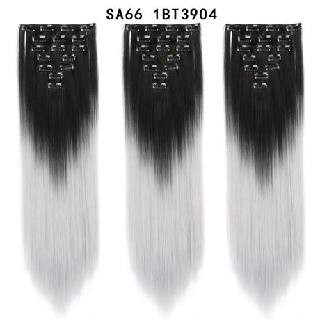 Set Hair Clip In Hair Extensions With Clips Hairpieces Synthetic Extension False/Fake Hair Blonde Eunice Hair Long Hair Pieces