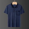 Male Clothes Casual Short Sleeve Polo-Neck Shirt 2023 Summer Fashionable Pockets Spliced Korean Striped Shirt T-shirt for Men