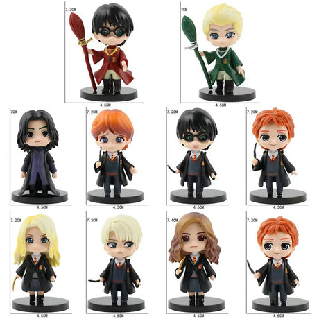 New 10Pcs/Set Harry Potters Figures Anime Q Version PVC Doll Toys Movies Car Cake Decoration Children Birthday Christmas Gift