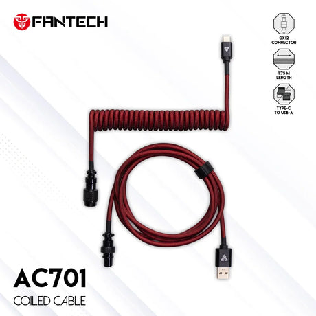 FANTECH AC701 Mechanical Keyboard Coiled Cable Type C Usb Port Cable Keyboard Aviator Desktop Computer Aviation Connector