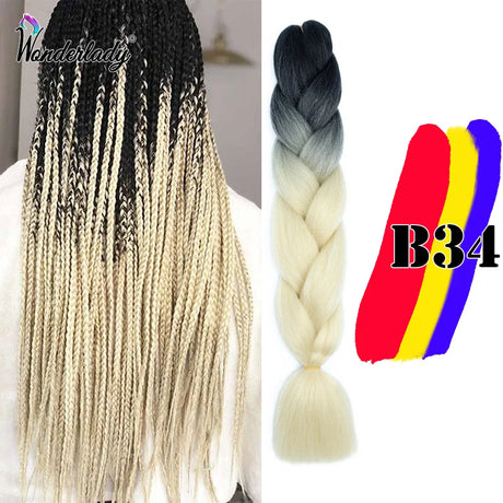 WonderLady 255 Color Long Colored Braiding Hair Jumbo Braids DIY Hairstyle Ombre Synthetic Hair Extensions For Women Braiding