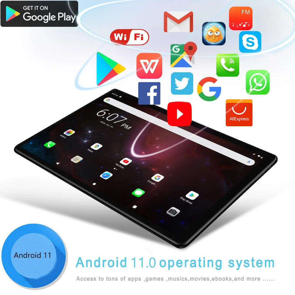 New Original 10.1 Inch Google Android Tablets Octa Core 4GB RAM 64GB ROM Dual SIM 3G Phone Call Bluetooth WiFi Tablet Pc 5000mAh