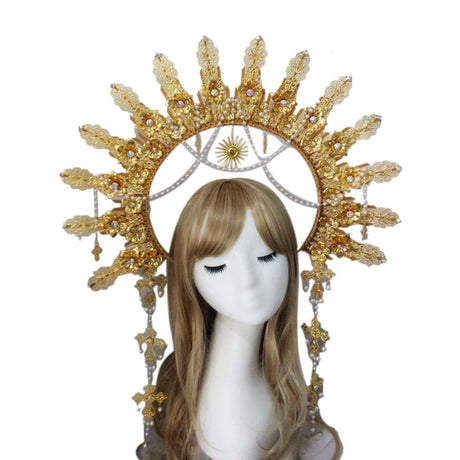 Gorgeous Sun Godmother's Crown Lolita KC Notre Dame Virgin Mary Halo Princess Queen Pope Tiara Headband