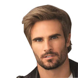 SuQ Men's Short Wig Synthetic Hair Smooth Natural Pixie Cut ToupeeMale Hair Fleeciness Realistic Natural Brown Wigs