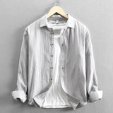 Men Clothing 2023 Fall Men's Cotton Linen Long-sleeved Shirt Solid Casual Versatile Lapel Loose Youth Shirt