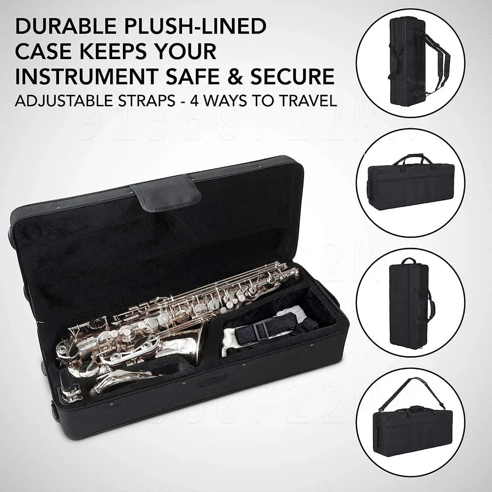 Professional Alto Saxophone Eflat E-flat Brass Nickel Plated Saxophone High Quality Beginner Musical Instrument Gift