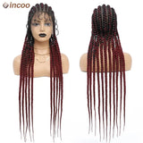 36" Full Lace Braided Wigs Women Jumbo Knotless Braided Wigs for Black Women Cornrow Twisted Braided Wigs Synthetic Wigs Braided