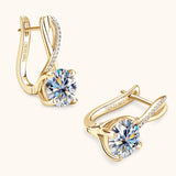 Anziw D2.0CT Moissanite Drop Huggie Earrings Real 925 Silver Women Gold Plated Hoops Infinite Earring Certified Wedding Jewelry