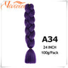 6 Pcs 24” Synthetic Braiding Hair Pink Jumbo Braids Hairstyles Purple Blue Blonde Ombre Hair Extensions For Women 100G/Pack