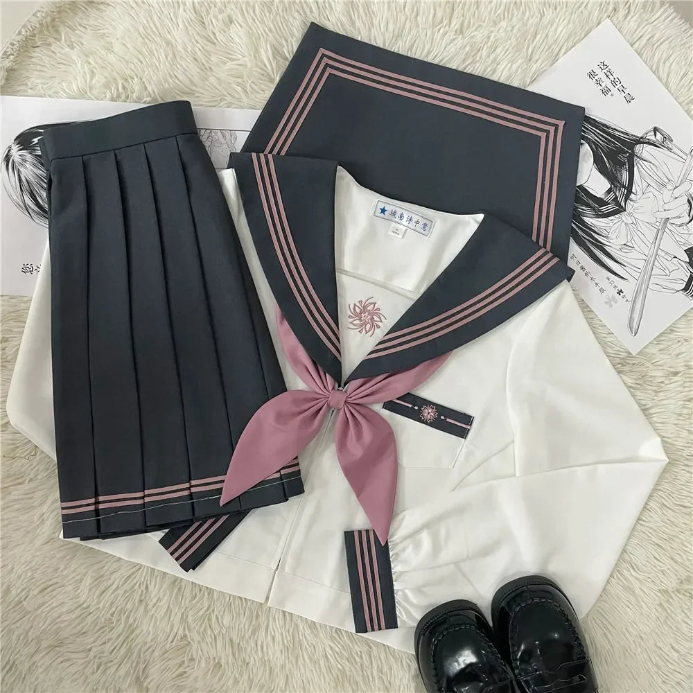 JK uniform suit Japanese college style sweet long and short-sleeved sailor suit pleated skirt Fashion School Uniform