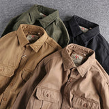 Fashion Wash n-style uniform long-sleeved shirt men's double pockets casual youth jacket thin coat