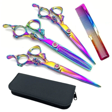 Colorful Hairdressing Scissors Set, Hair Cutting Scissors, Hair Thinning Shears, Hair Styling Comb, Haircut Accessories Tools, S