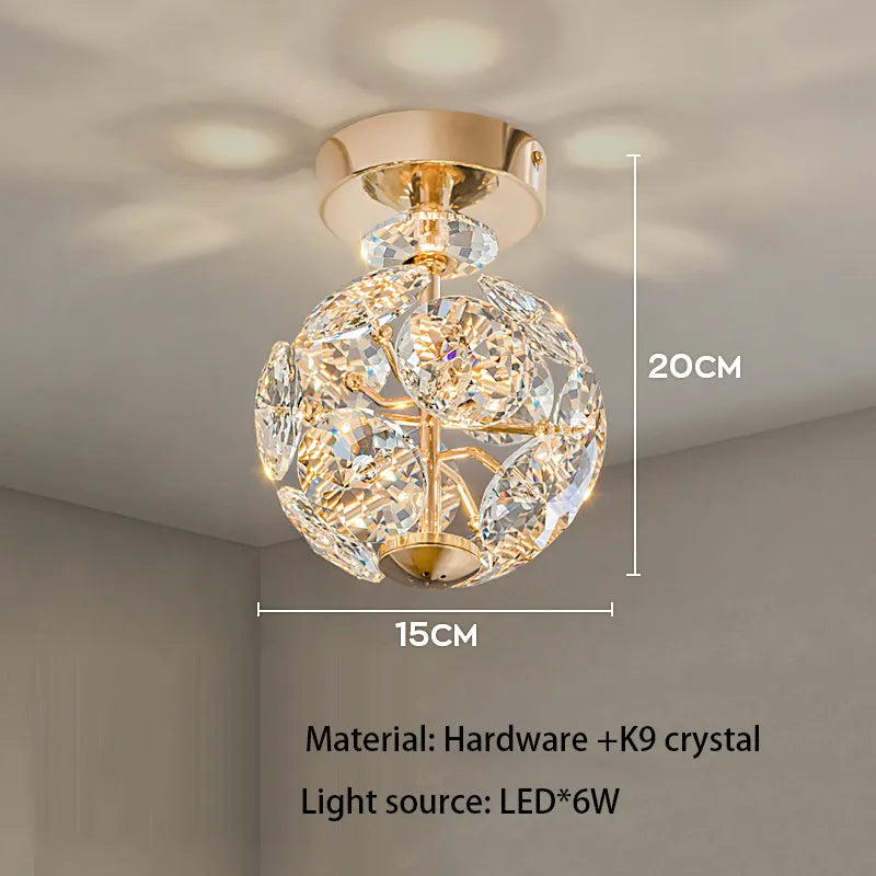 Modern K9 Pure Crystal Bedside Small Chandelier Light Lluxury Crystal Wall Lamp Corridor Ceiling Lamp Bar Decoration Noble Lamps