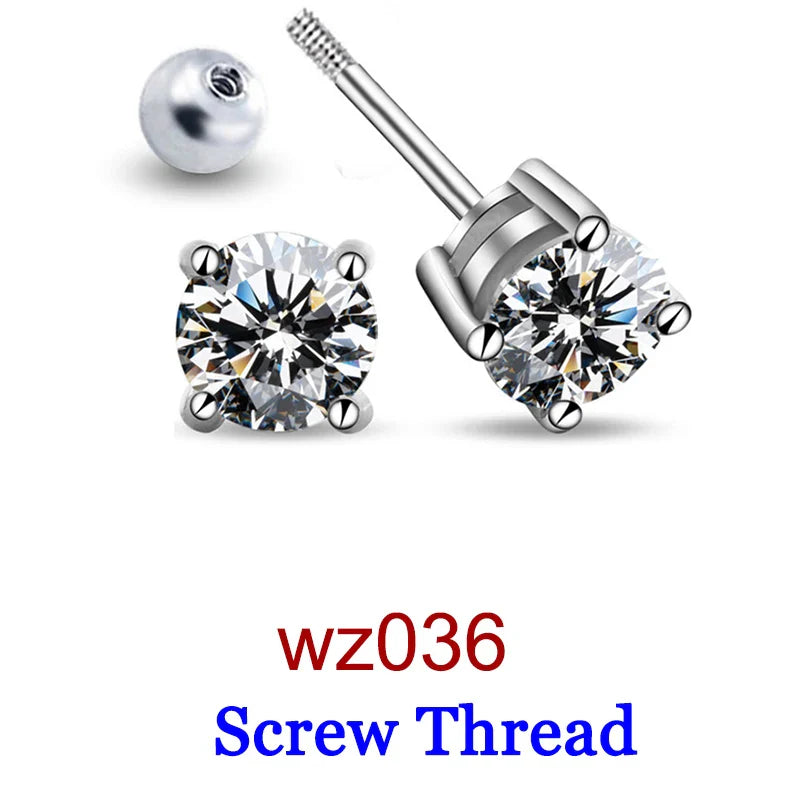 Premium 0.5-2ct Moissanite Diamond Stud Earrings for Women Orginal 925 Sterling Silver Screw Back Women Moissanite Earring 2024