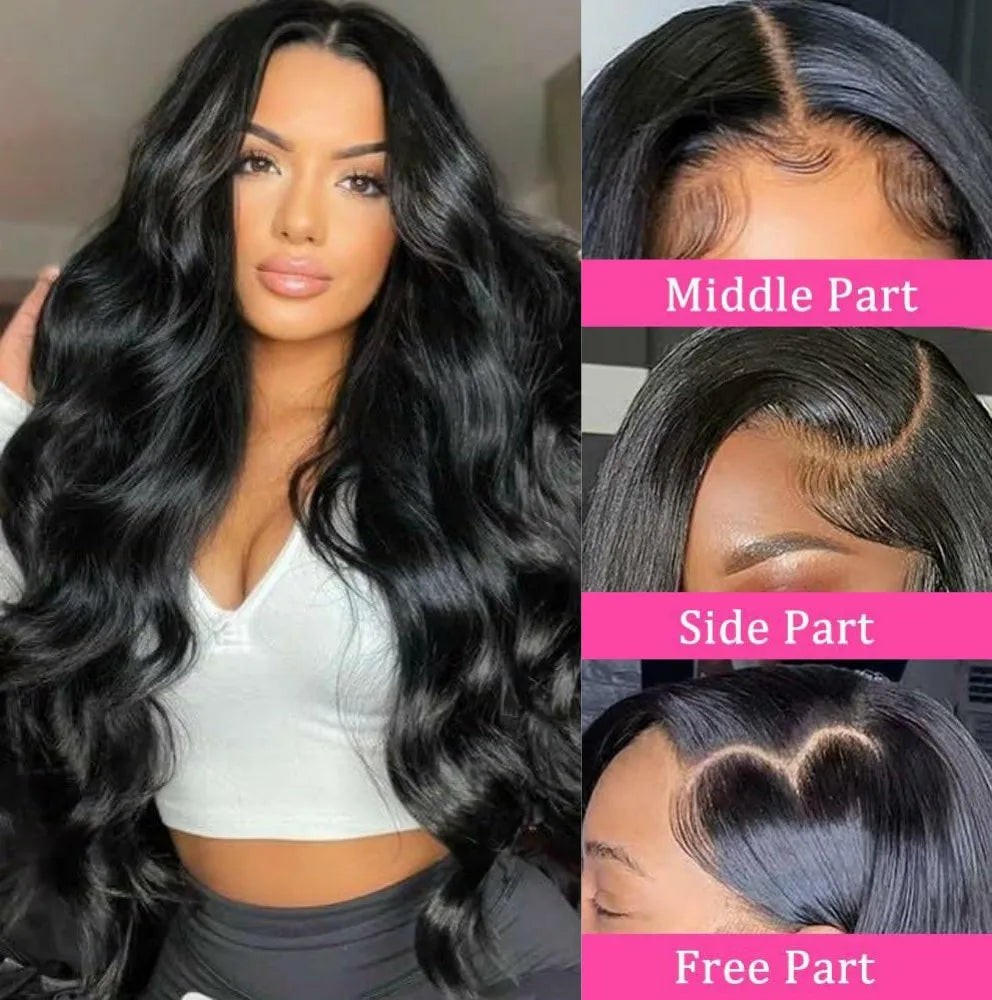 250 Density 13x6 HD Transparent Body Wave Lace Front Wig Human Hair Brazilian 30 40 Inch 13x4 Lace Frontal Wigs For Women