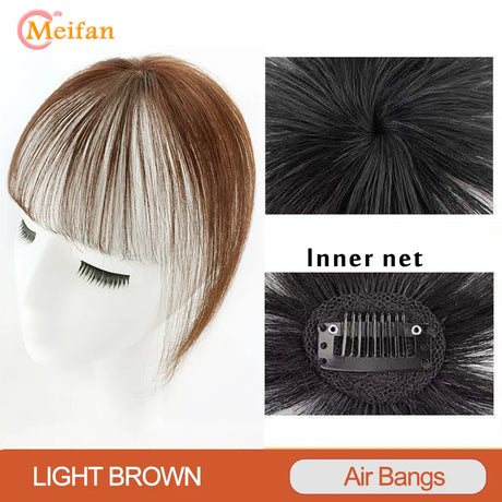 MEIFAN Synthetic False Bangs Clip-In Bangs Extension Natural Neat Fake Fringe Topper Hairpiece Invisible Clourse Hairpieces