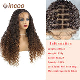 24'' Bohemia Full Lace Box Braided Wig Synthetic Lace Frontal Wig for Braiding Wih Curly Hair Ombre Blonde Goddess Faux Locs Wig