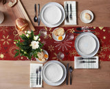 Christmas Snowflake Texture Linen Table Runners Wedding Decoration Washable Holiday Party Dining Table Runner Table Decoration