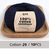 QJH 10PCS 100% Organic Cotton Yarn Pure/Mixed Color Yarn, Knitting Yarn - Crochet Yarn Soft 10 Strands Hank Yarn Machine Washabl