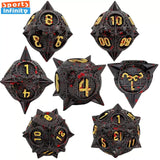 7pcs Solid Metal Dice Beautiful and Finely Crafted Number Dice Set for Dnd TRPG RPG Cthulhu Dice Running Team Desktop Decoration