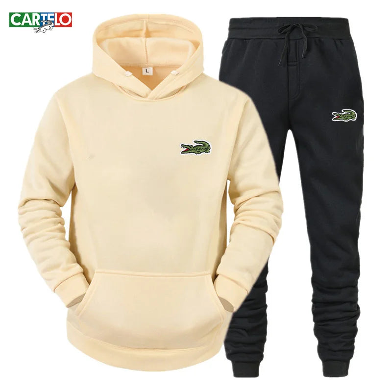 2023 CARTELO High Quality Men's Suit Fashion Casual Tracksuit Hoodie Pullover Sports Clothes Sweatshirt Jogging Set