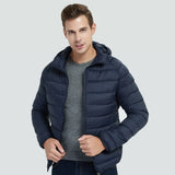 Lightweight Hooded Jacket Men Cotton Padded Winter Thermal Coats Warm Zip Pocket Parkas Fashion Casual Quilted Outwear Tops 2023