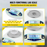 VEVOR 13 Units Conversion Lab Analytical Balance Digital High Precision Scale 3000g x 0.01g / 500g x 0.01g High Precision