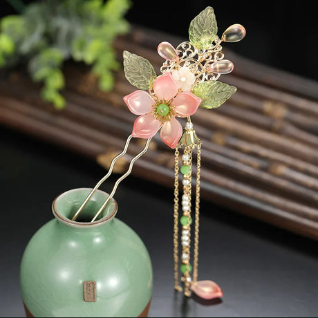 Vintage Hair Sticks Hairpins Chinese Hanfu Hair Accessories Flower Tassel Hair Forks Chopsticks Girls Party Headpiece Jewelry