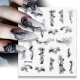 Purple Marble Nails Stickers Smoke Design Manicure Decals Golden Wave Lines Nail Slider Blooming Ink Sticker