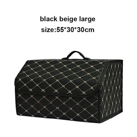 Car Trunk Organizer Box Large Capacity Auto Multiuse Tools Storage Bag Stowing Tidying Leather Folding For Emergency Storage Box