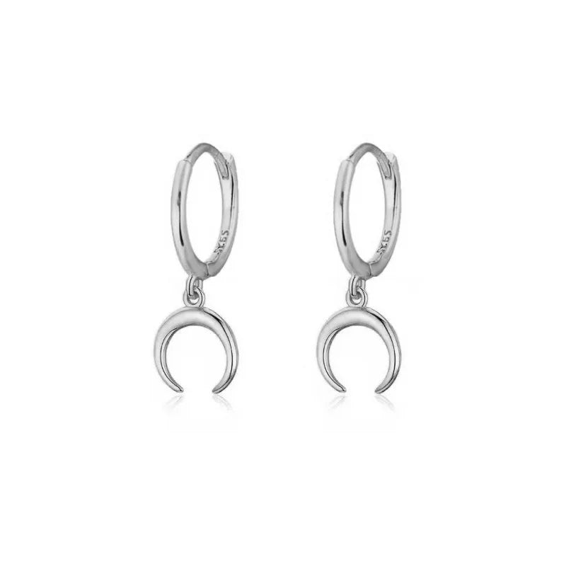 CCFJOYAS 925 Sterling Silver Lightning/Awl/Animal Pendant Hoop Earrings for Women Gold Silver Color Earrings Fashion Jewelry