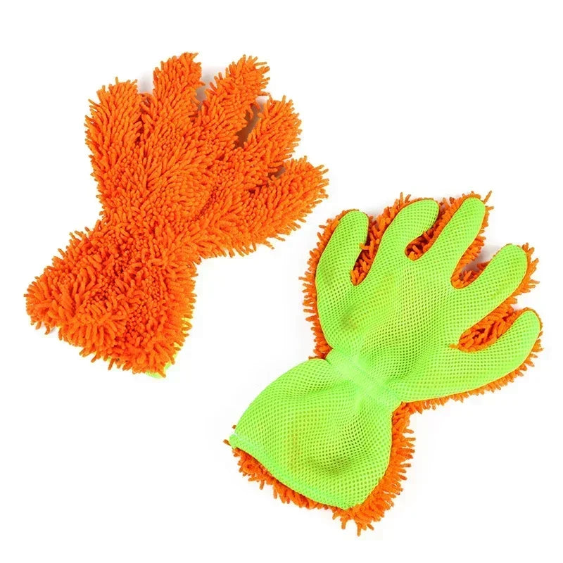 Car Wash Double Sided Coral Velvet Multifunctional Cleaning Brush Cars Cleaning Thick Gloves Waterproof Detail Brush Auto Parts