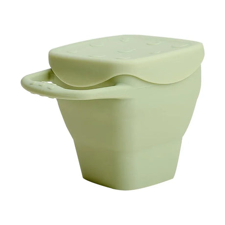 Baby Feeding Cup 1PC Silicone Foldable Color Snack Cup Baby Food Storage Box Portable Leakproof Cup With Handle And Lid