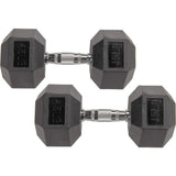 Rubber Coated Hex Dumbbell Weight Set and Storage Rack, Multiple Packages