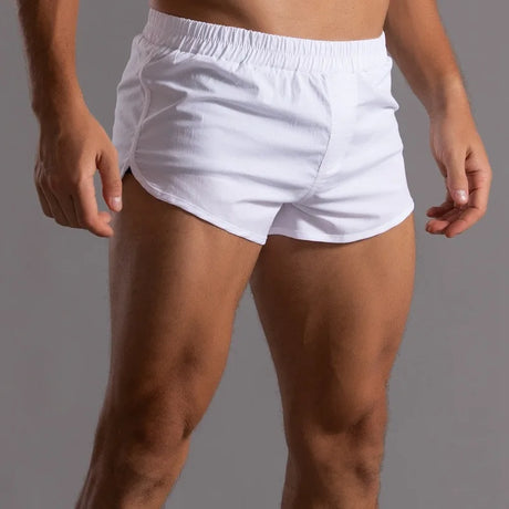 Mens Cotton Boxer Shorts Round Hem Sexy Home Sleep Bottoms Loose Stretch Waist White Pajama Boxers Man Lightweight Lounge Briefs