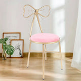 Luxury Minimalist Makeup Vanity Stool Butterfly Backrest Chair w/Velvet Cushion for Bedroom Dining Room Deep Pink/Light Pink