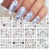 12 Designs Nail Stickers Set Mixed Floral Geometric Nail Art Water Transfer Decals Sliders Flower Leaves Manicures Decoration